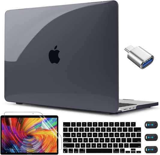 CISSOOK Hard Shell Case for MacBook Air 13.6inch A2681 M2 A3113 M3 Chip 2022-2024, Crystal Black, Includes Keyboard Cover, Screen Protector, Adapter & Camera Cover