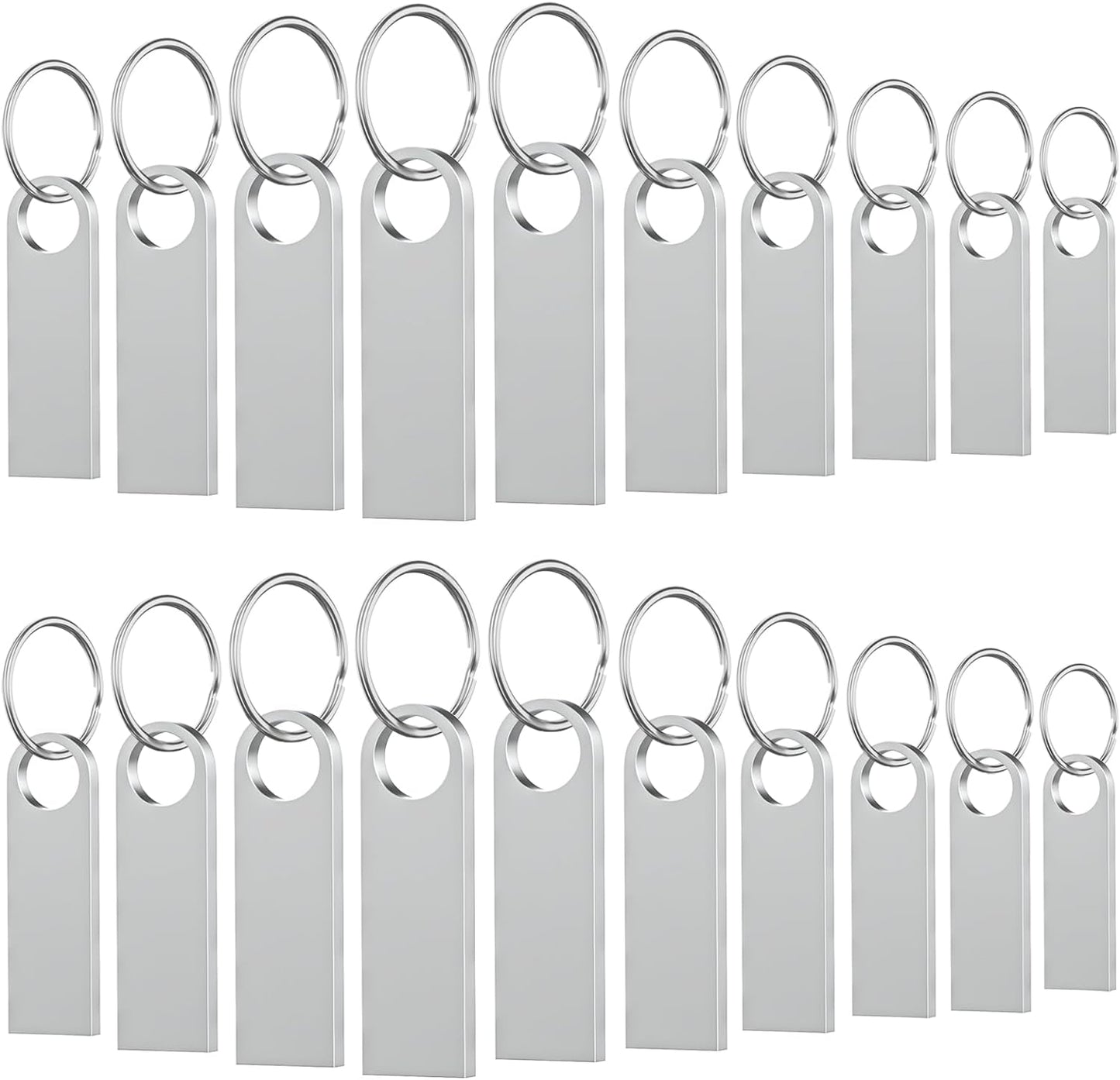 20 Pack 4GB USB Flash Drive with Keychains, Wooolken Sleek Metal USB 2.0 Thumb Drives Memory Stick for PC Laptop Computer(Sliver)