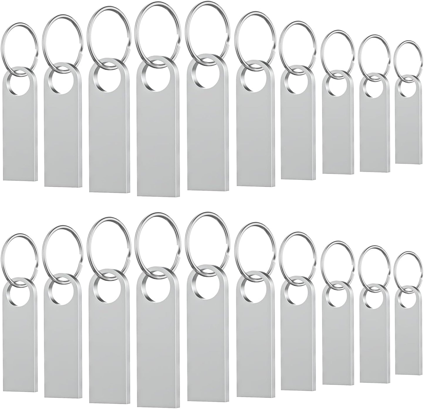 20 Pack 128MB USB Flash Drive with Keychains, Wooolken Sleek Metal USB 2.0 Thumb Drives Memory Stick for PC Laptop Computer(Sliver)
