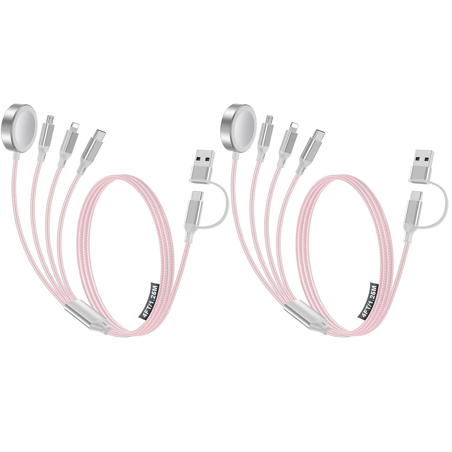 2 Pack Charging Cable for Apple Watch Charger/Samsung/iPhone Charger,Car/Office/Camping/Travel Essentials,Type C Cable Cord for iWatch Ultra/10-2/iPhone 16-11/Samsung S25-S20,iPad,airPods-Pink