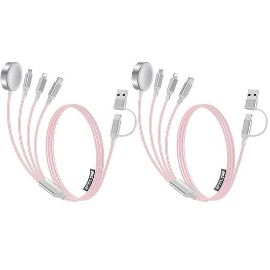 2 Pack Charging Cable for Apple Watch Charger/Samsung/iPhone Charger,Car/Office/Camping/Travel Essentials,Type C Cable Cord for iWatch Ultra/10-2/iPhone 16-11/Samsung S25-S20,iPad,airPods-Pink