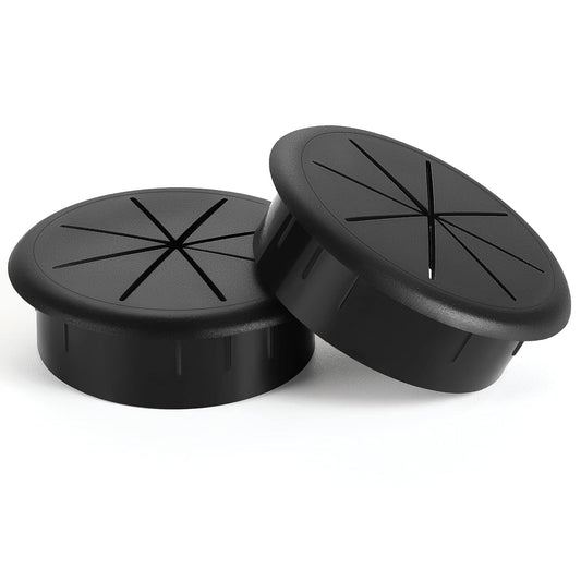 HYCC 2 Pack 2-3/8 Inch Flexible Desk Grommet,Organize Wires and Cables on Office Equipment, Computer Components, Entertainment Systems Effectively - Color: Black
