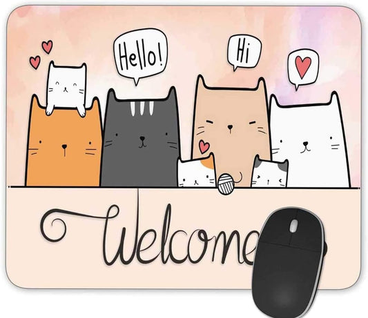 Gaming Mouse Pad， Cute Cartoon Cat Rectangle Mouse Pad Size(9.84"x7.87")