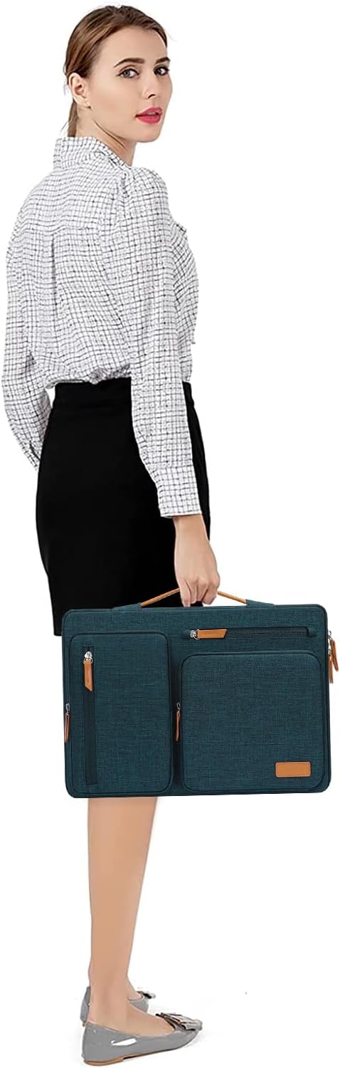 MOSISO 360 Protective Laptop Case 15 inch, 15 inch Laptop Sleeve Compatible with MacBook Air M4 M3 M2 2025 2024 2023, Dell XPS Plus, Side Open Carrying Case with 4 Zipper Pockets&Handle, Teal Green