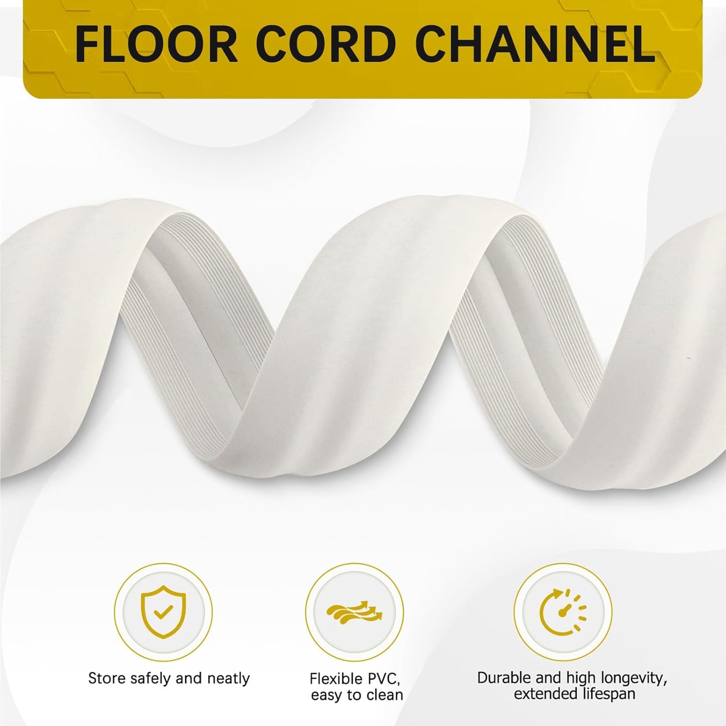 Floor Cord Cover 3.3FT Cord Covers for Wires on Floor Protect Wires & Prevent Trip Hazards, Easy to Cut for Home, Office, School, Concerts, Cavity W0.6in x H0.32in