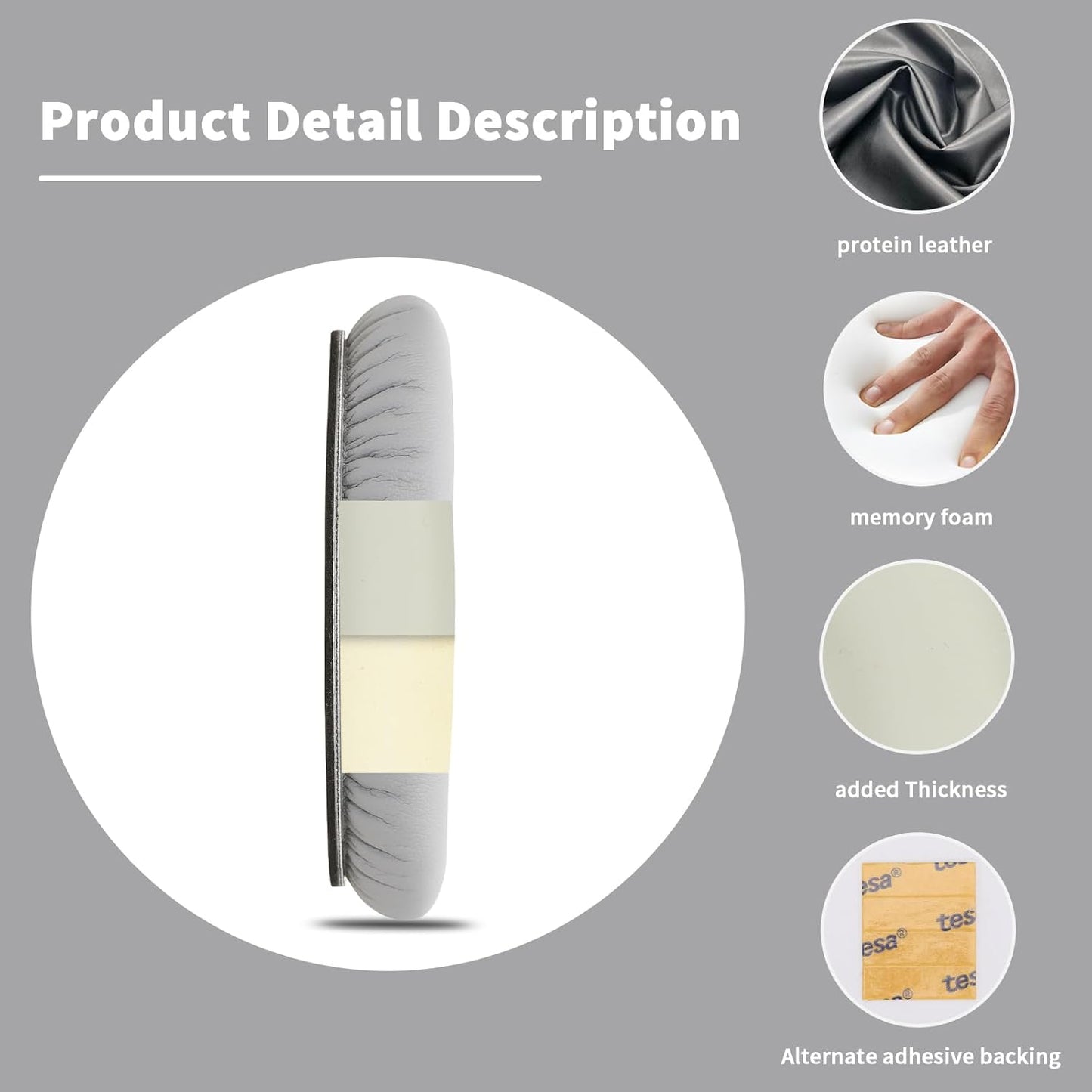 Damex Ear Cushions for Bose qc35 ii Replacement Ear Pads, Compatible with Bose QuietComfort 35 Replacement earpads, Increased Stitching,no Breakage, Protein Leather, Softly. (Silver)