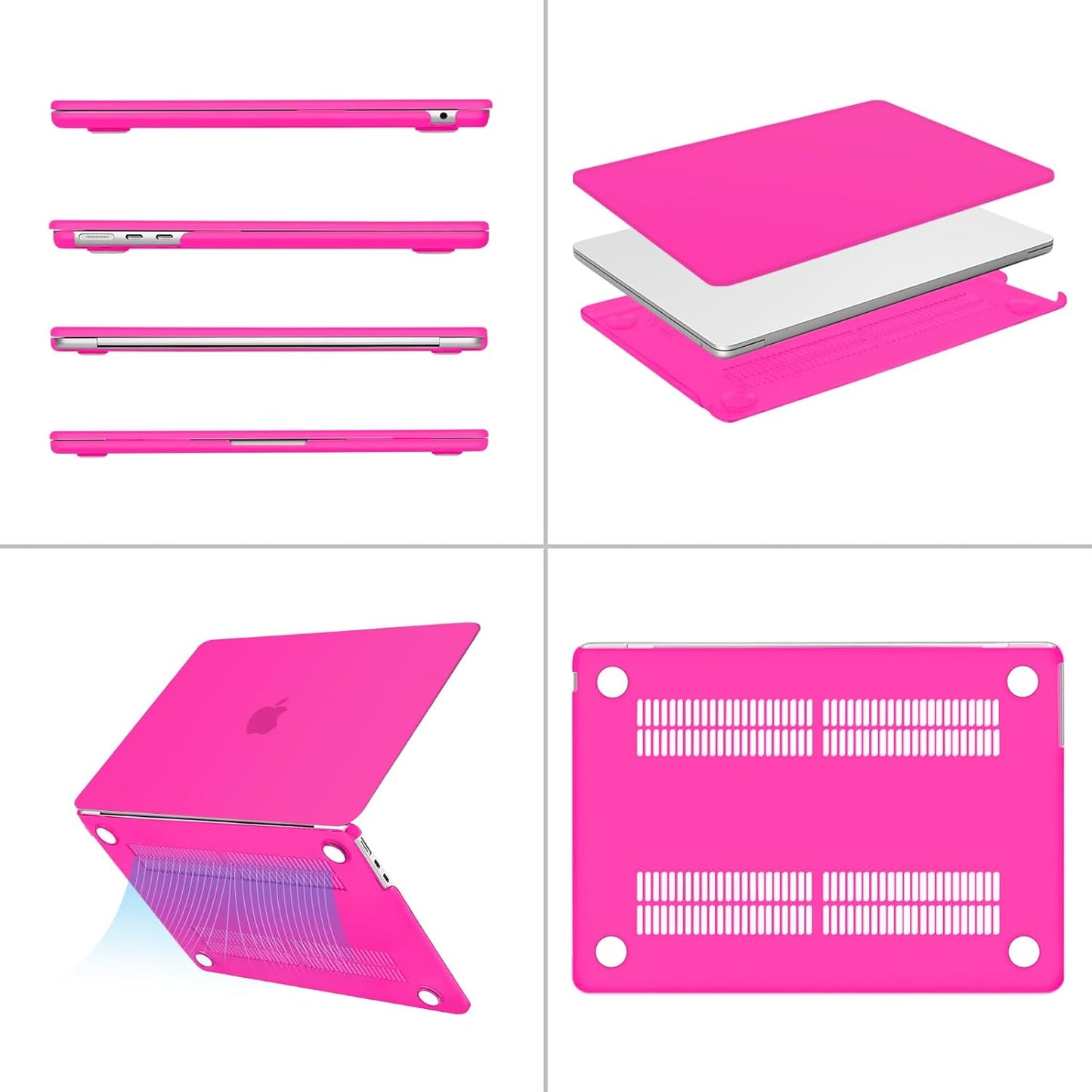 MOSISO Compatible with MacBook Air 13 inch Case 2025 2024 2023 2022 M4 A3240 M3 A3113 M2 A2681, Plastic Hard Shell&Keyboard Cover&Screen Film&Type C for MacBook Air 13.6 inch Case, Bright Rose