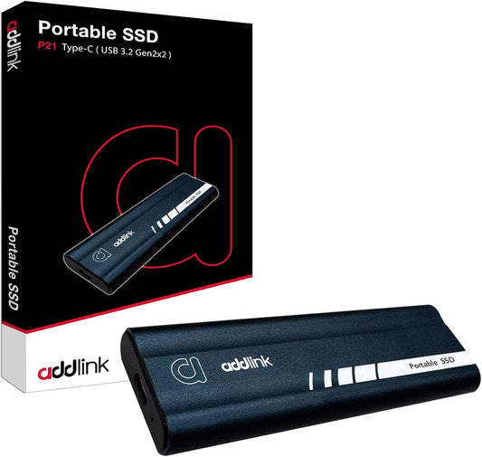 Addlink P21 1TB Portable External SSD, Up to 2,000MB/s Read, USB 3.2 Gen 2x2, Lightweight Storage for Photography, Video, Gaming and Fast backups, for PC Laptop Mac Windows Linux Android PS4 PS5