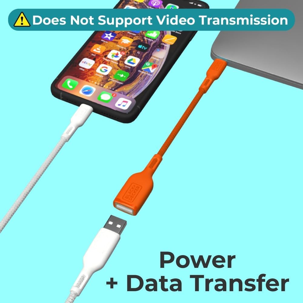 BLACK+DECKER USB C to USB A Adapter, USB C Male to USB Female Adapter Nylon Braid, Type C OTG Cable Compatible w/iPhone 16 15 Pro, MacBook Pro 2022/Air/Mini, iPad—2 Pack, 3" (Coral Rose)