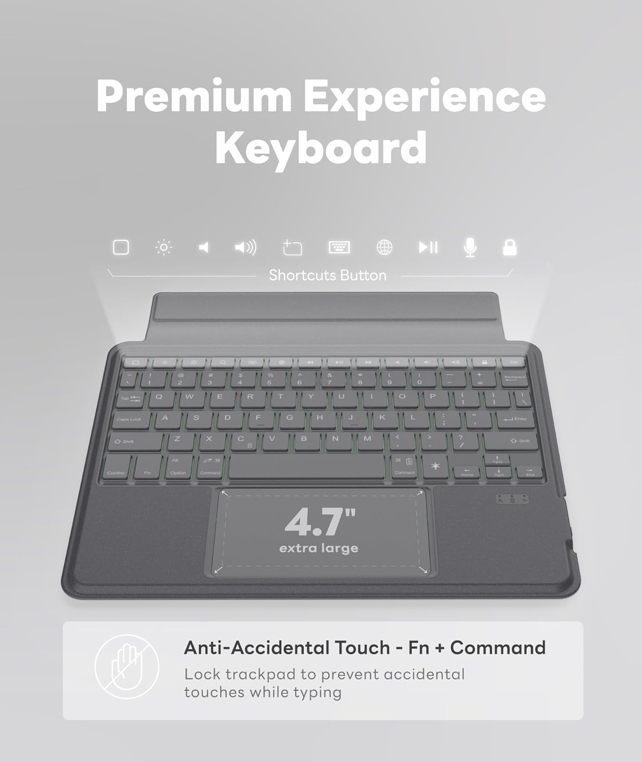 EIP Bluetooth Keyboard Case for iPad 10.2 inch (7th/8th/9th Gen) & iPad Air 10.5 inch (3rd Gen), 10.2 "Magnetic Detachable Cover with Trackpad, 7-Color Backlit Keys, Slim Protective Smart Case