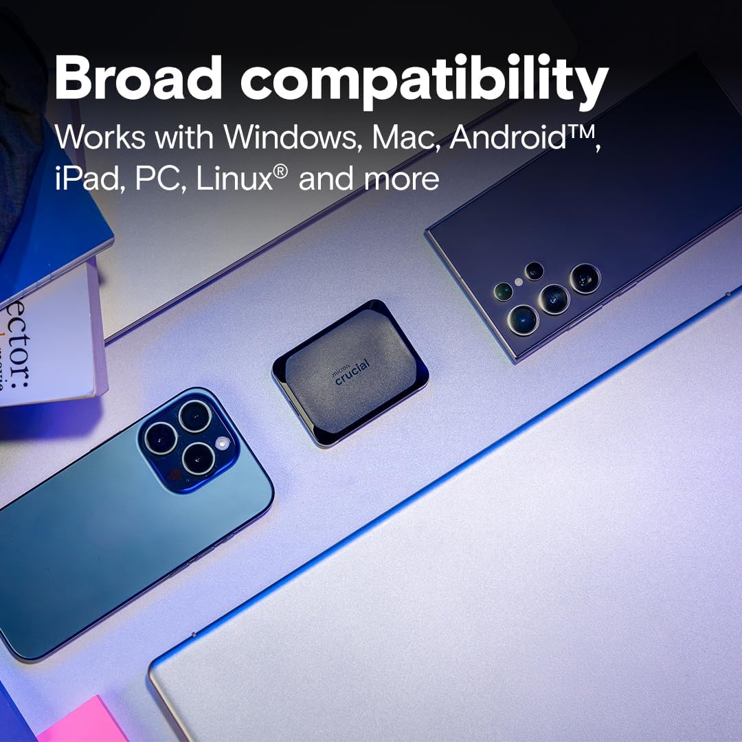 Crucial X10 4TB Portable SSD, Up to 2,100MB/s, USB 3.2 USB-C, External Solid State Drive, Compatible with Windows, Mac & Android, Durable Storage for Games, Photos & Files, Black – CT4000X10SSD9C02