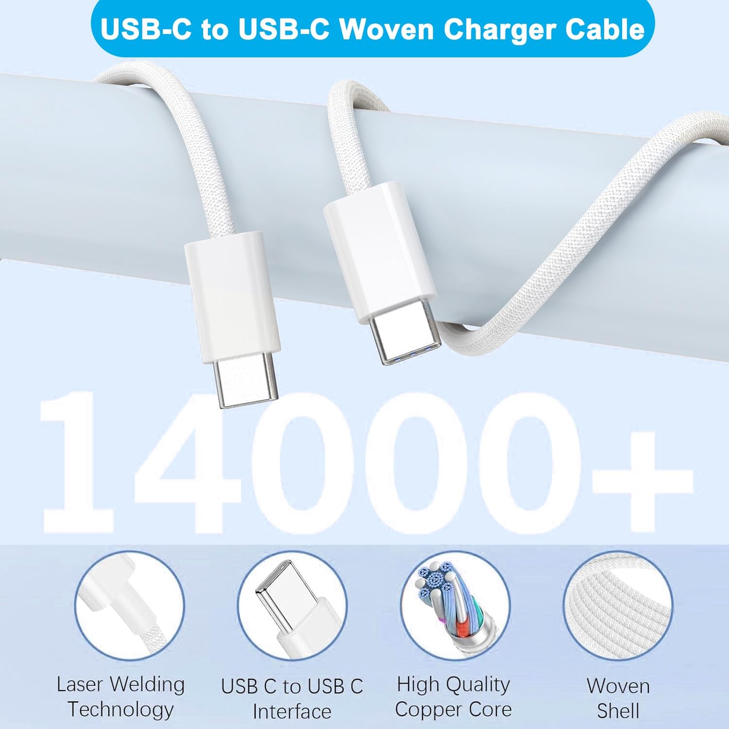 iPhone 16 15 Charger Fast Charging,iPad Fast Charger USB C Chargers Apple iPad Charger 2Pack 6FT Type C USBC to C Woven Cable Cord Block for iPad Pro 12.9/13/11inch,iPad Air,iPad Mini 6/7th,iPad 10/11