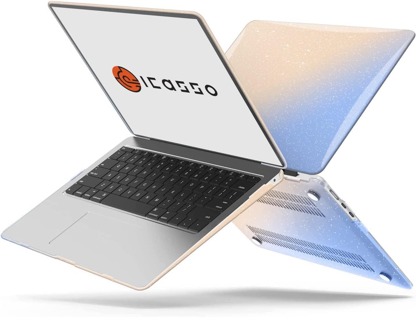 iCasso for MacBook Air 13 inch Case 2025 2024-2022 Release M4 A3240 M3 A3113 A2681 M2 with Liquid Retina Display, Hard Plastic Shell for Mac Air 13.6, Keyboard Cover&Screen Protector, Glitter Gradient