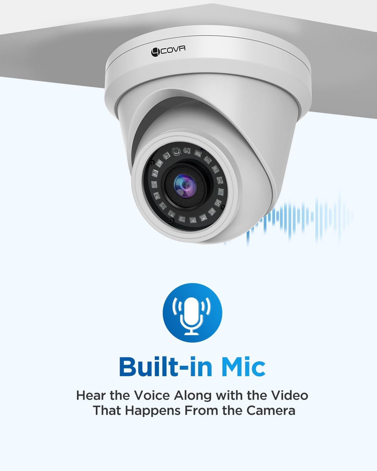 4COVR NVR Security Camera System, 8MP H.265 NVR with 2TB HDD, 4X 5MP PoE Dome IP Cameras with Audio, AI Person/Vehicle Detection, Night Vision, IP67 Weatherproof for Outdoor/Home, LY97AX5M0804-1