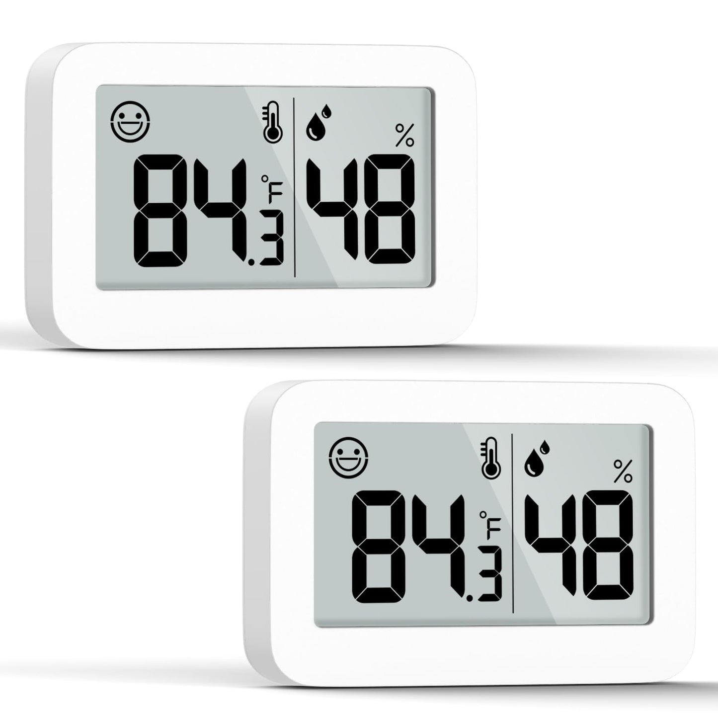 DOOMAY 2-Pack Mini Hygrometer Indoor Thermometer, Humidity Gauge with Switch (℃/℉), Humidity Meter Digital Temperature Monitor for Greenhouse Babyroom Cellar Reptile Incubator Closet