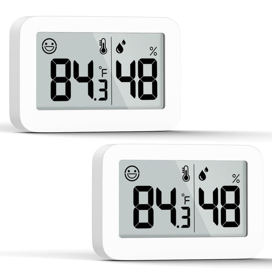 DOOMAY 2-Pack Mini Hygrometer Indoor Thermometer, Humidity Gauge with Switch (℃/℉), Humidity Meter Digital Temperature Monitor for Greenhouse Babyroom Cellar Reptile Incubator Closet