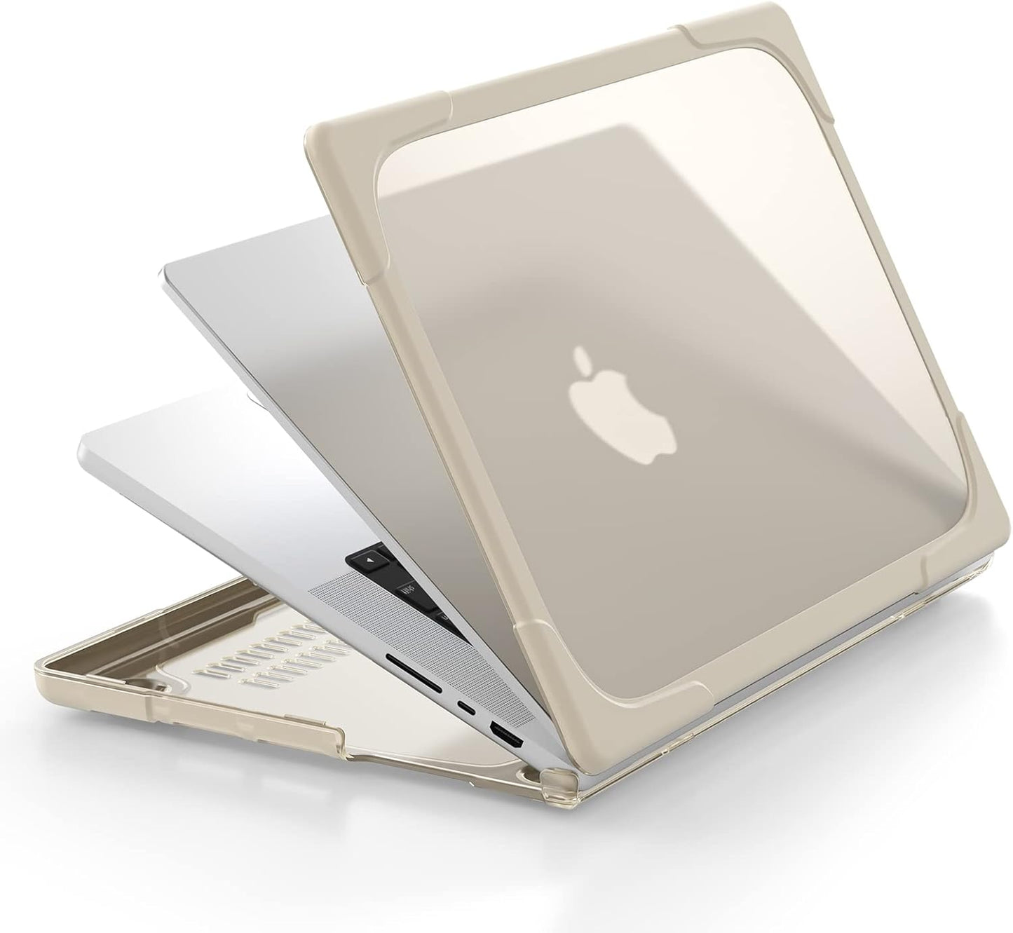 Batianda Compatible with New MacBook Pro 16 inch Case 2024 M4 Chip 2023 2021 Release with M3 M2 Pro Max, Heavy Duty Protective Plastic Hard Shell with Fold Kickstand & Keyboard Cover Protector, Khaki