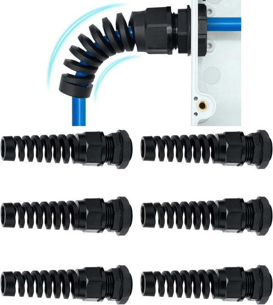 6 Pcs Waterproof Cable Gland,PG13.5(NPT 1/2) Thread(6-12mm), Made of PA66 Material,waterproof wire grommet Strain Relief Cord Connectors,Suitable for Various Electrical Installations
