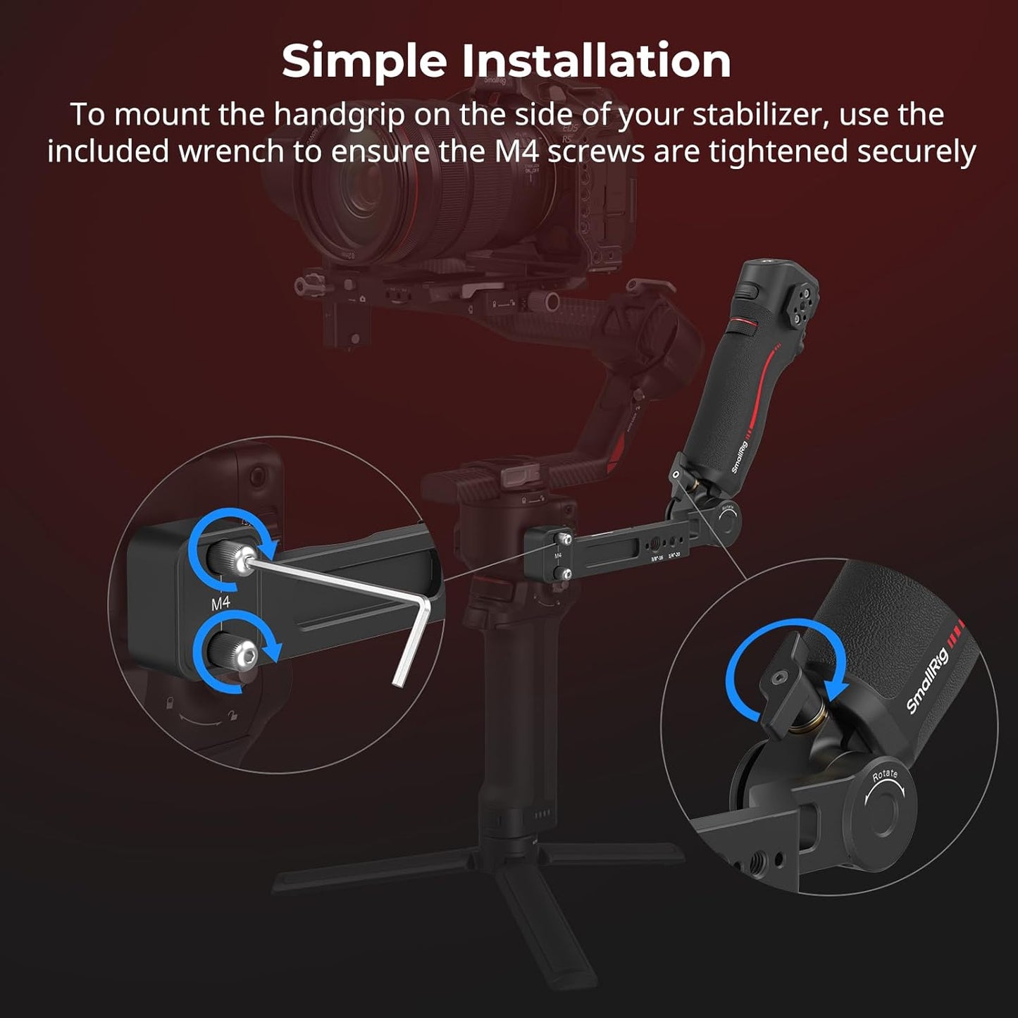 SmallRig Adjustable Sling Handle Only for DJI RS 2 / RS 3 Pro/RS 4 / RS 4 Pro Gimbal Stabilizer, Focus Control, Max Load 13.2lb, Joystick Operation, Mode Switching, Centering/Locking