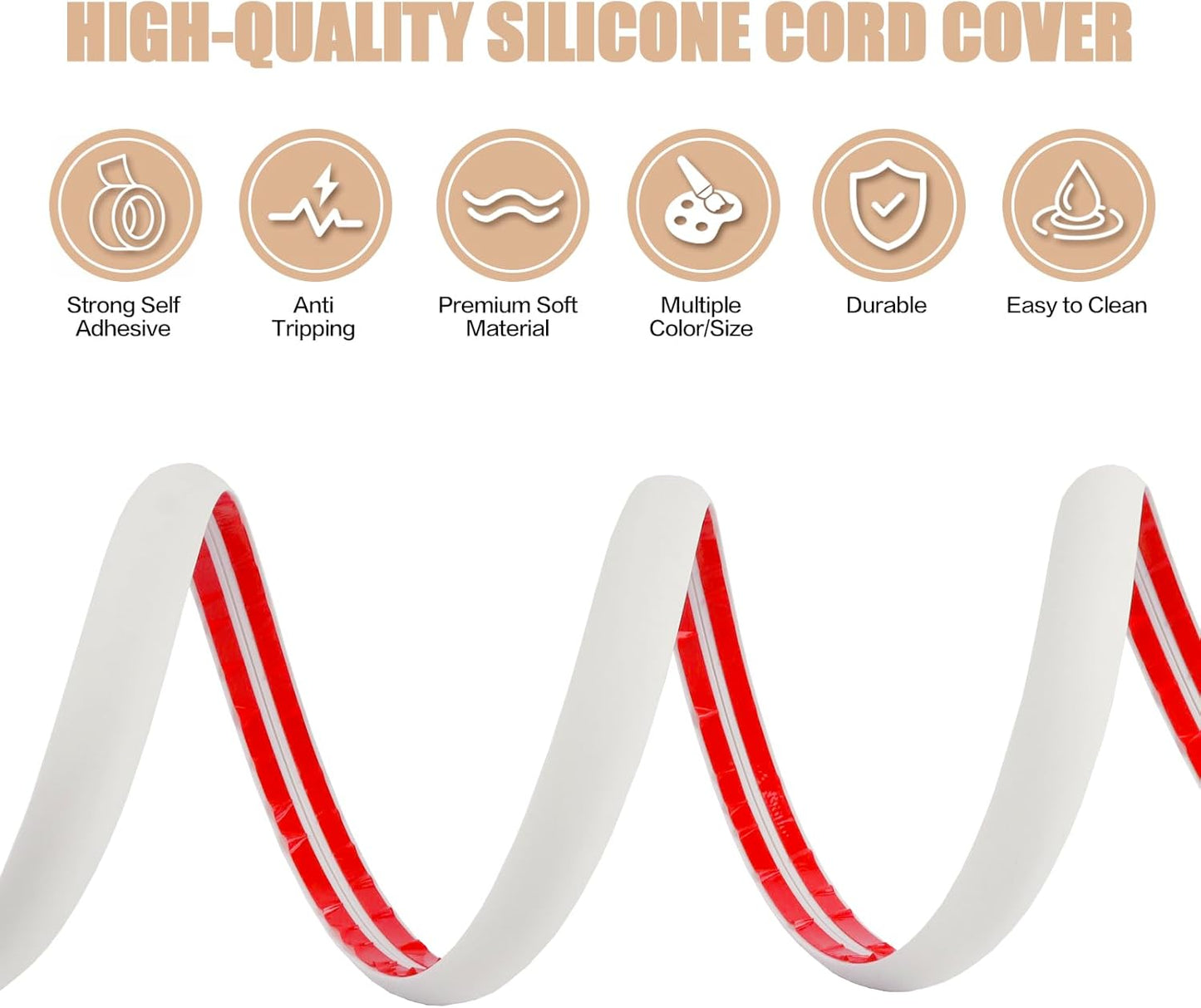 Floor Cord Cover Cable Cavity Self Adhesive Cord Hider Floor 10FT Floor Cable Management Power Cord Protector Floor Electric Cord Covers for Offices, Gym, Exhibitions (Beige, 1.18" x 20')