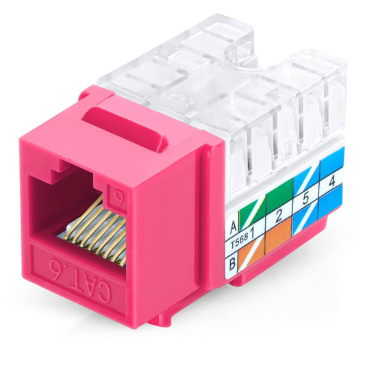 Everest 90° Angled RJ45 Cat6 Keystone Jacks 20-Pack in Pink - Slim Profile Female RJ45 Connectors - Cat 6 Keystone Jack - Compatible with 90° Angled Speed Termination Tool - easyJACK (B094WB91H3)