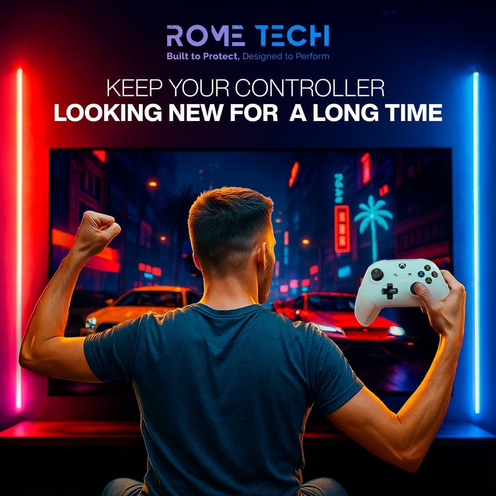 for Xbox Controller Series X/S (2024/2023) Silicone Protective Cover, Soft Skin Xbox Controller Accessories, Anti-Slip Cover with 2 Joystick Caps (White)