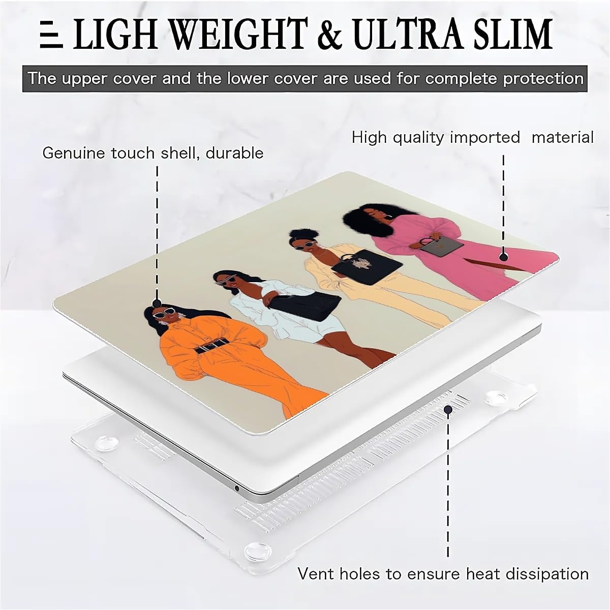 Compatible with MacBook Air 13.3 13.6 Inch Case 2022 2021 2020 2019 Plastic Hard Shell Case Cover,13.6 Air (A2681) M2 2022, Beautiful Women