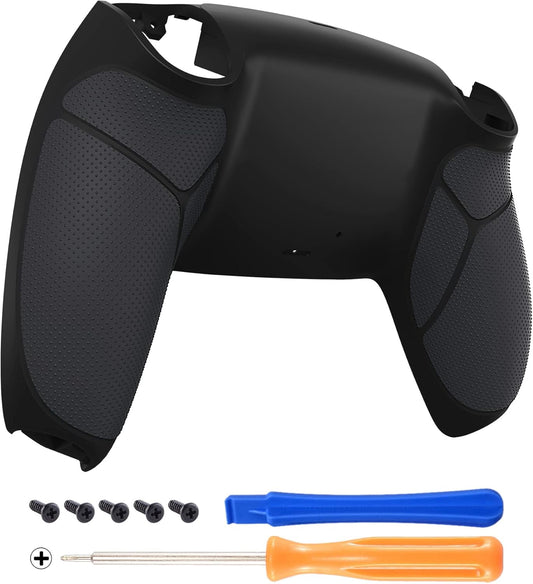 eXtremeRate Black Performance Rubberized Grip Custom Back Plate Bottom Shell Compatible with ps5 Controller, Replacement Back Shell Cover Compatible with ps5 Controller