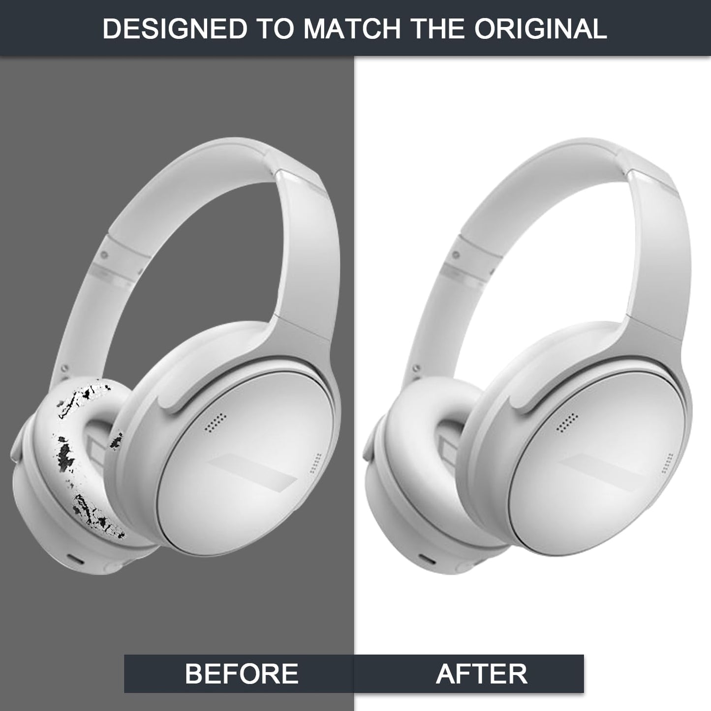 Ear Pads for Bose Quiet Comfort 35 Soft Protein Leather Replacement Earpads Ear Cushions Ear Pad for Bose QC 45/35 / 25/15 QC2 / Ae2 / Ae2i / Ae2W / Sound Link/Sound True (QC45-White$White)