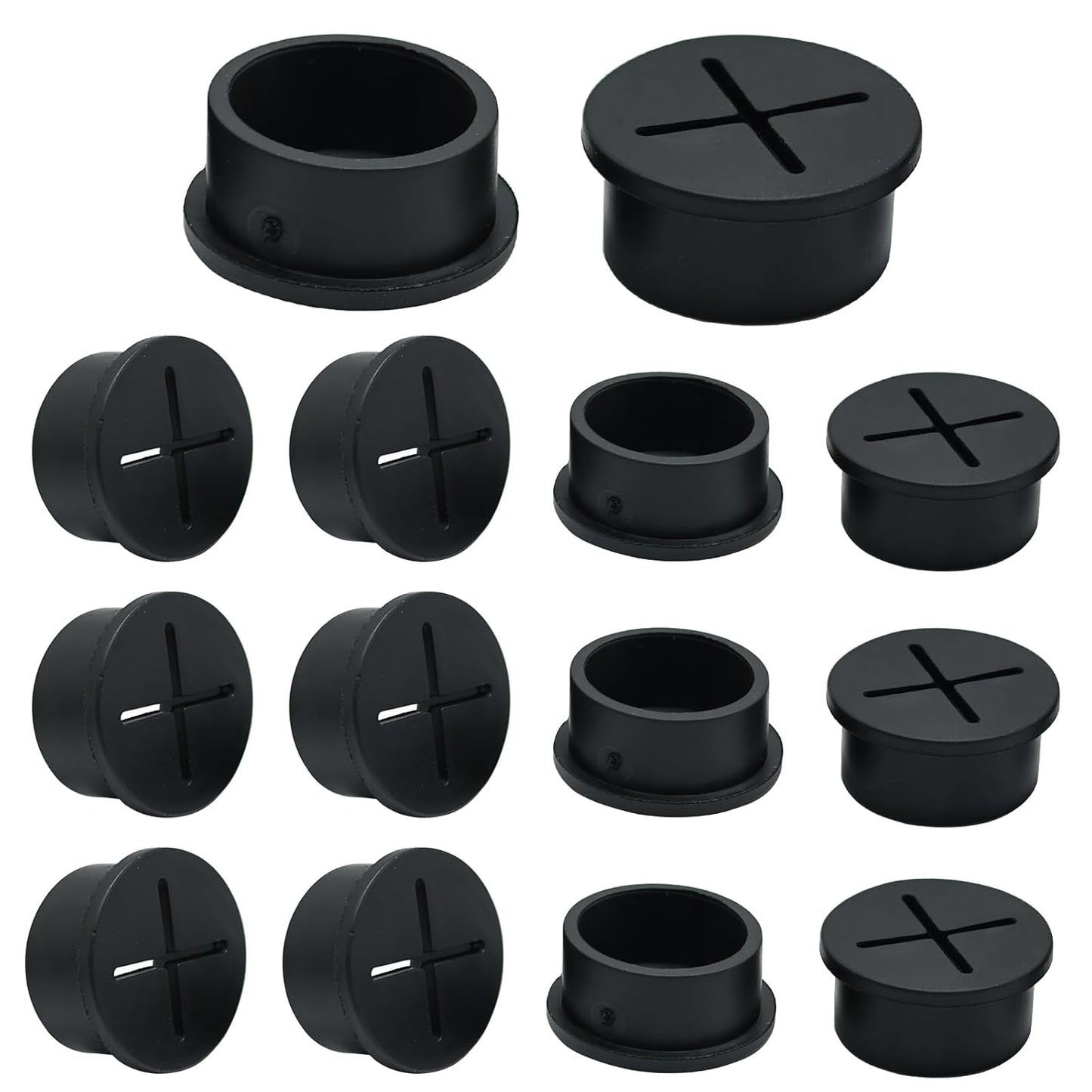 Desk Grommet, 3/4 in 20 mm Silicone Rubber Grommets, Black Desk Hole Cover for Cables, Flexible Wall Cord Pass Through Grommet for Office Table Computer Home Furniture Wire Organizer-15 Pcs