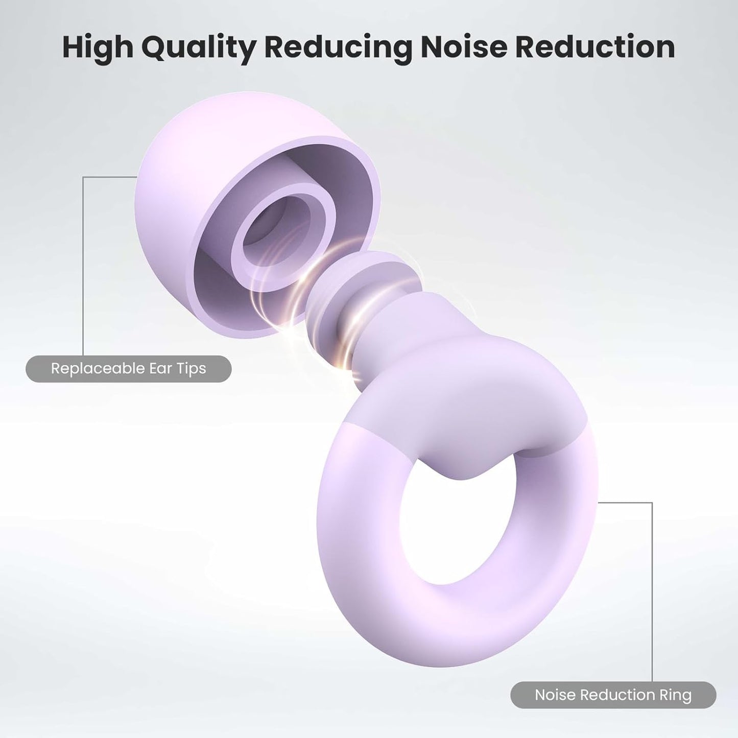 Ear Plugs for Sleeping, 2 Pairs of Reusable Earplugs for Noise Reduction 25dB-30dB with 8 Ear Tips, Soft Hearing Protection Ear Plugs for Concert,Noise Sensitivity, Study & Work