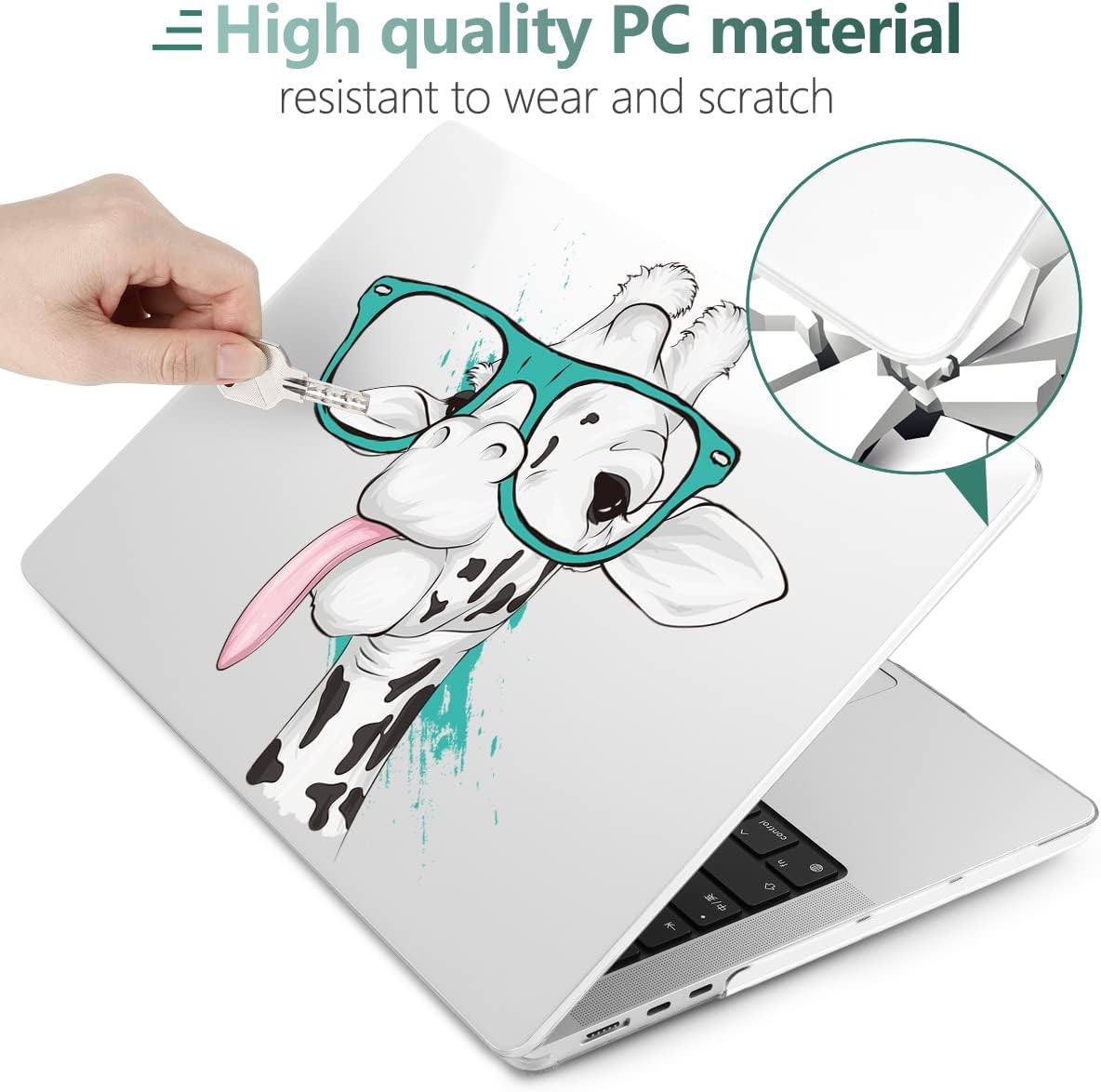 MEEgoodo Case for MacBook Air M4/M3/M2 13.6 inch 2025 2024 2022, Fit Model A3240 A3113 A2681, Compatible with MacBook Air 13 inch, Laptop Hard Shell Case with Keyboard Cover, Funny Giraffe