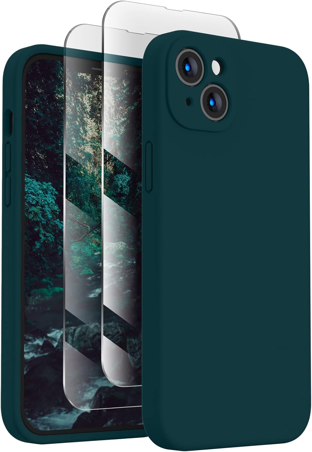 FireNova Designed for iPhone 14 Case, Silicone Upgraded [Camera Protection] Phone Case with [2 Screen Protectors], Soft Anti-Scratch Microfiber Lining Inside, 6.1 inch, Teal