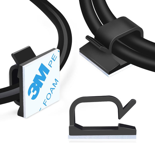 XHF 5/8” Adhesive Cable Wire Clips Black 60pcs, Cable Staples Outdoor Cable Management Wire Organizer Cord Holder for Under Desk, Car, Wall, TV PC Ethernet Cable