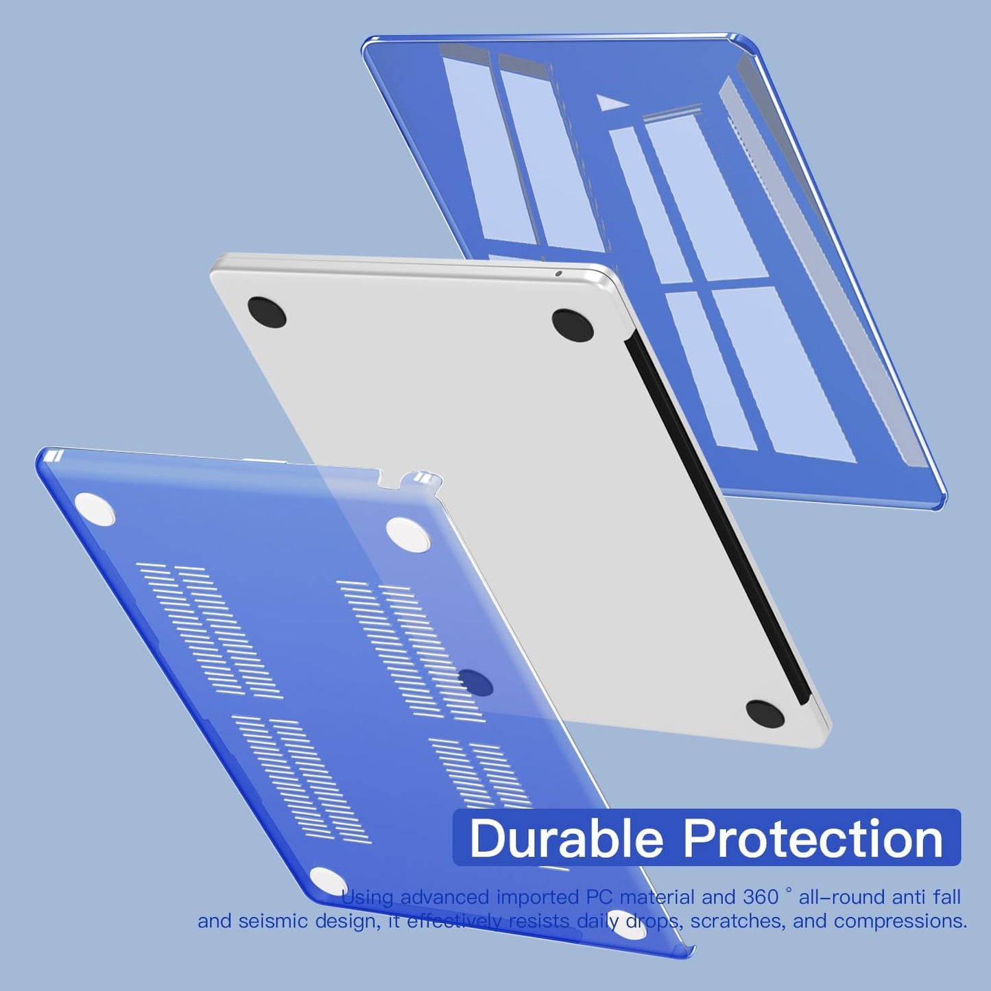 CISSOOK Compatible with MacBook Air 13.6 inch Case Blue 2022 2024 2025 Release Model A2681 A3113 A3240 with Touch ID, Hard Shell Case with Keyboard Cover for MacBook Air 13 M2 M3 M4, Blue