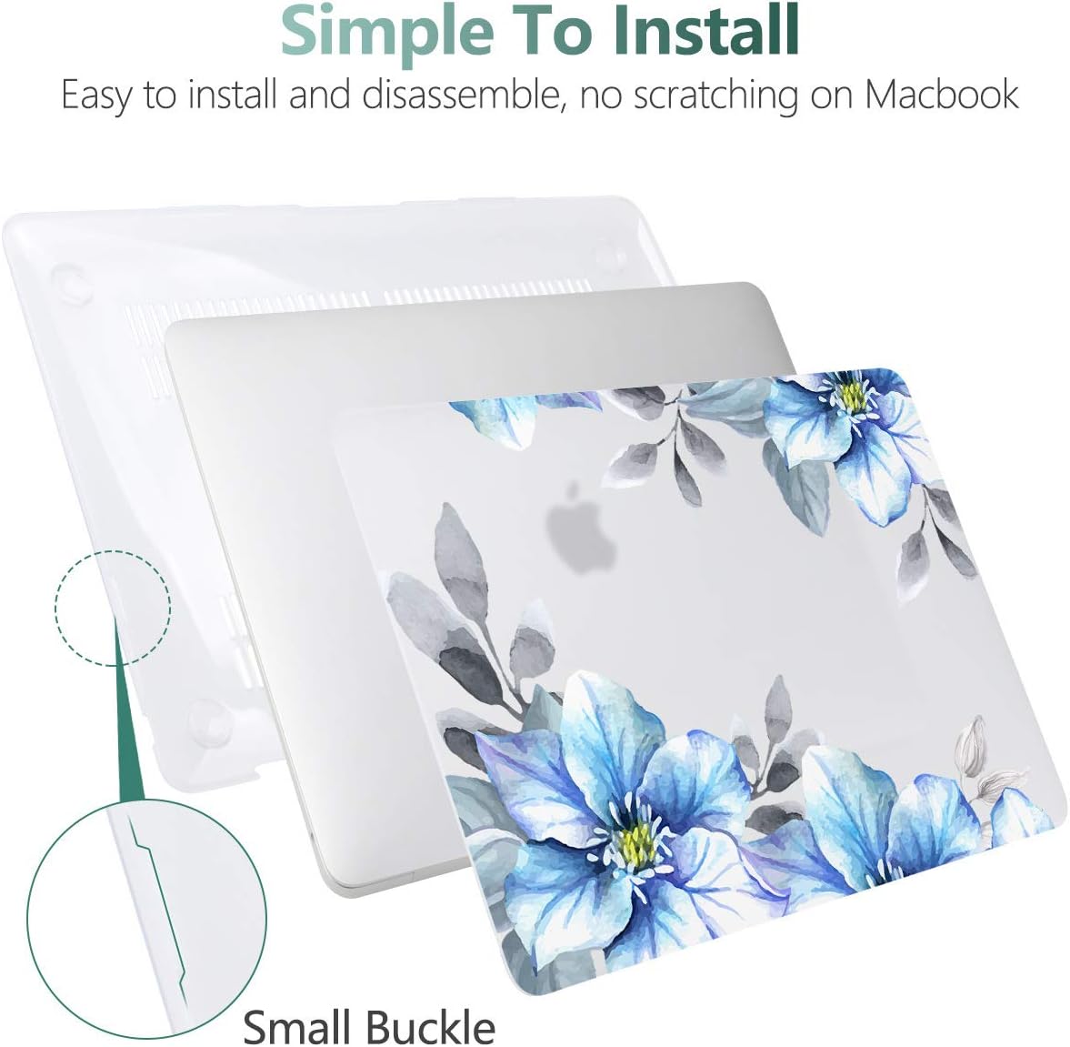 Batianda Case for MacBook Air 13 Inch M1 2020 2019 2018 Release Model A2337 A2179 A1932 with Retina & Touch ID, Floral Series Hard Shell Cover with Keyboard Cover & Screen Protector,Hibiscus Flower