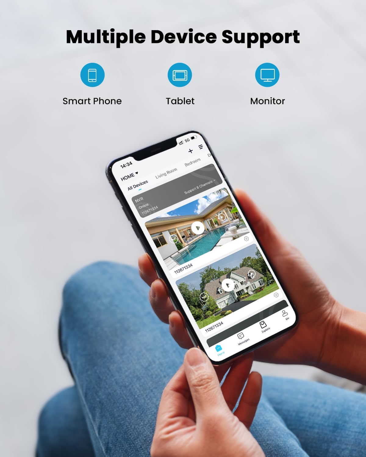 ieGeek 8MP PoE Security Camera System, 4pcs Wired Outdoor Cameras for Home Security with 355°Pan 90°Tilt, 8CH NVR with 2TB HDD, Automatic Human Tracking,AI Detection,2-Way Audio,Color Night Vision