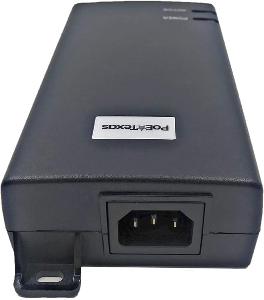 Poe Texas 60 watt PoE Injector - 802.3bt PoE++ Single Port 4-Pair Power Over Ethernet Injector - Active PoE Adapter with 55V 60W Output - 10/100/1000 Gigabit Data - Mode A/B Wall Mount Plug & Play