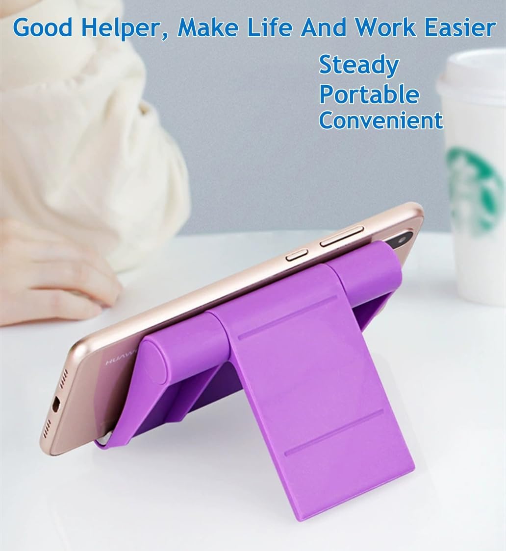Cell Phone Stand for Desk Foldable Cell Phone Holder Desk Tablet Holder Mobile Phone Dock, Multi-Angle Universal Adjustable Tablet Dock Compatible with Most Cell Phones (Purple)