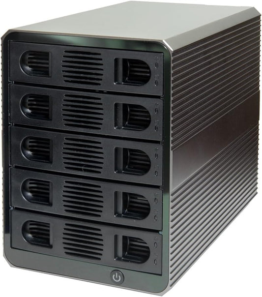5 Bay USB 3.2 Type-C 10Gbps Daisy-Chain Hard Drive Enclosure DAS, Support 120TB (5X 24TB) 2.5" & 3.5" SATA HDD/SSD