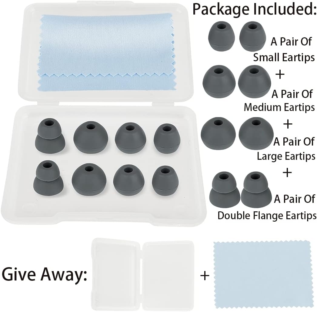 Earbud Tips Earbud Replacement Tips Replacement Earbud Tips Earbud Covers Replacement Ear Pads Earbud Rubber Tips Ear Tips for Powerbeats Pro Beats Wireless Earphone Headphones 4 Pairs (Dark Gray)