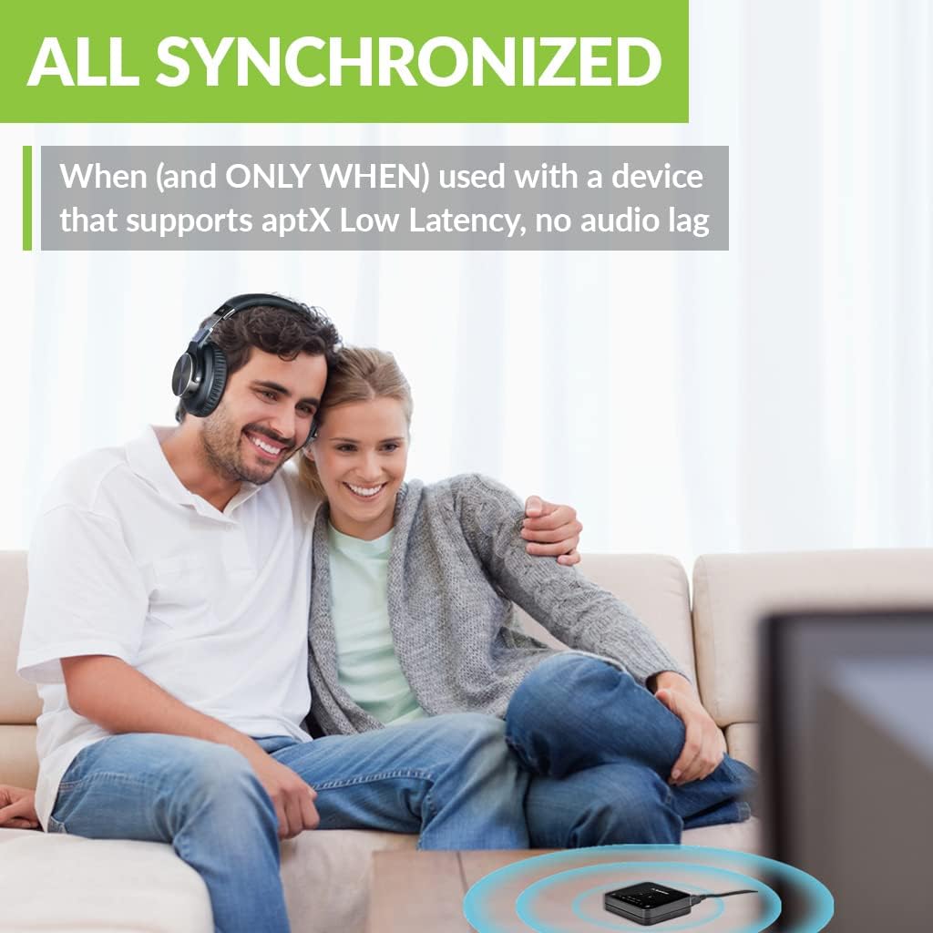 Avantree Audikast Plus – Bluetooth Audio Transmitter for TV with Optical & AUX Audio Out, Wireless Adapter for Headphones, 100ft Range, Dual Link, Volume Control