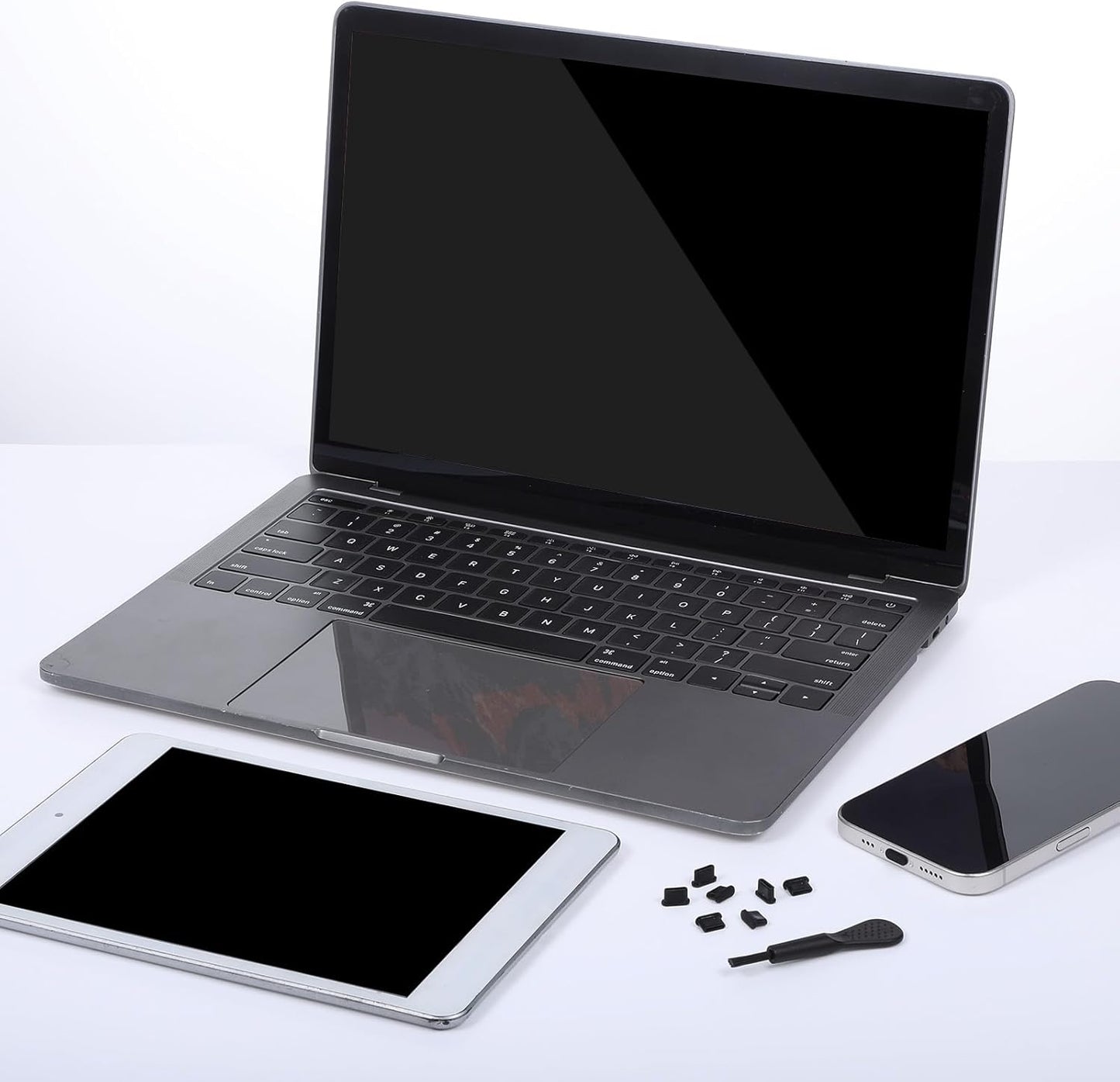 20 PCS USB C Dust Plug, Black Silicone Type C Anti Dust Plugs with Cleaning Brush Cover Type C Port Protector Cap Charging Port Dust Plug Cover for Most Type C Mobile Phone Tablet Accessories