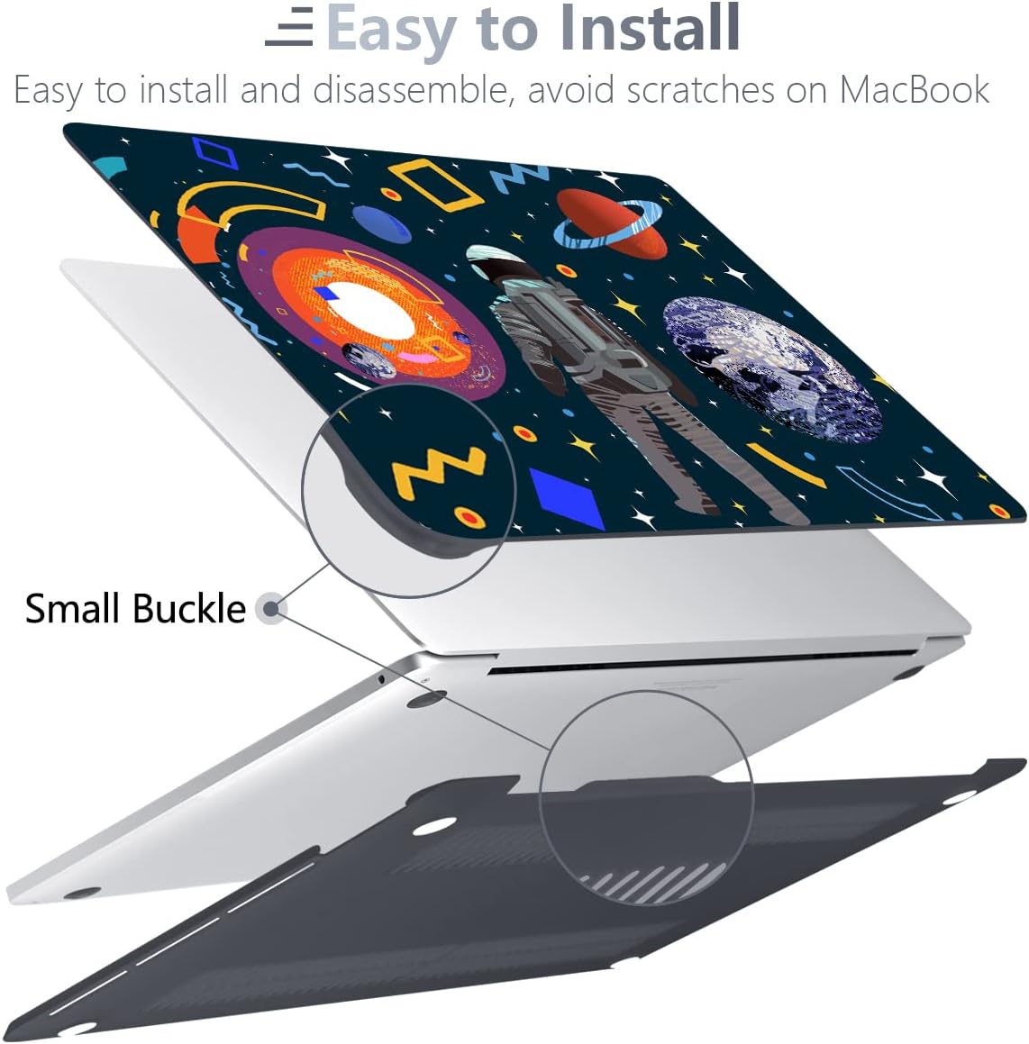 Batianda Design Case for New MacBook Air 13 Inch Model A2337 M1 A2179 A1932 2021 2020 2019 Release,3D Painted Hard Shell with Keyboard Cover & Screen Protector, Astronaut Planet