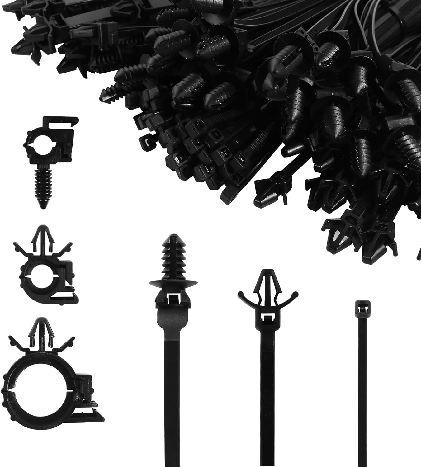 130 Pcs Push Mount Cable Ties Standard Zip Tie Mount Car Wire Loom Routing Clips for Polaris UTV Jeep Wrangler Vehicles Home Appliances 6 Different Sizes Universal Management Cable Ties