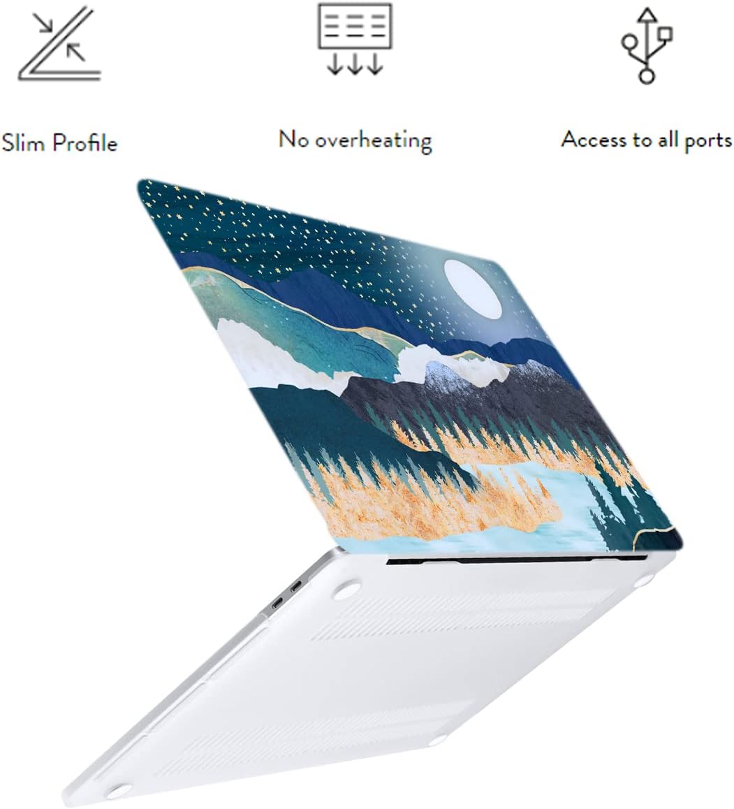 LanBaiLan Compatible for MacBook Pro 13 inch with Touch Bar 2022 2020 2019 2018 2017 2016 Release M1 M2 A2338 A2289 A2251 A2159 A1989 A1706 A1708, Laptop Hardshell Case and Keyboard Cover, Art Scenery