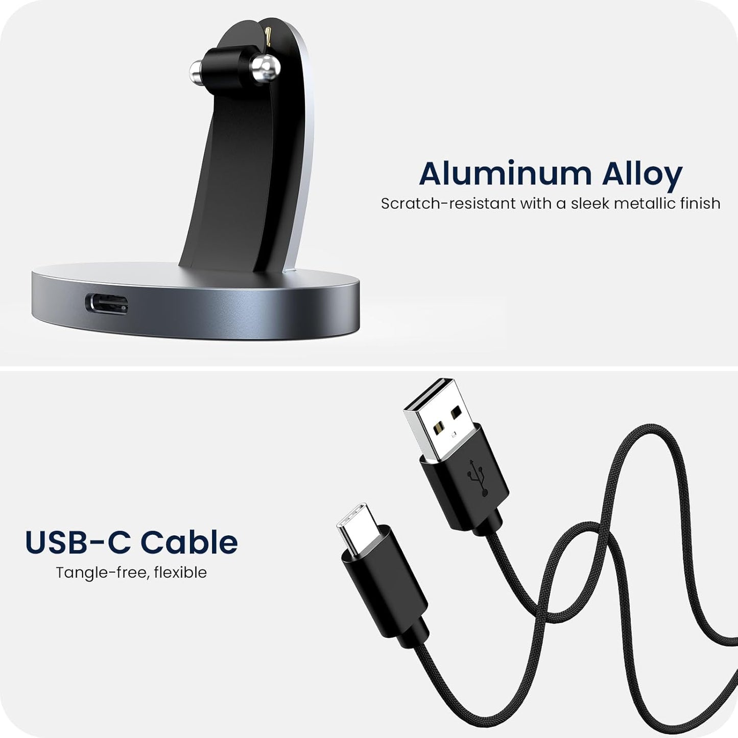 Charging Dock Compatible with R.ay-B.an Me ta Smart AI Glasses, Portable Charging Stand for Way-farer/Sky-ler/Head -Liner Accessories, Compact Charger, Space Gray