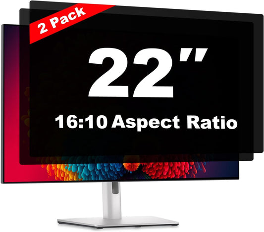 22 Inch Computer Privacy Screen Shield [2 Pack] for 16:10 Widescreen Desktop Monitor - Anti-Glare Blue Light Privacy Filter and Anti Spy Privacy Screen Protector Film