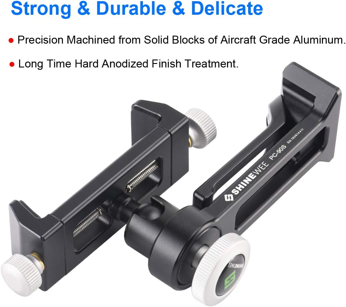 Metal Phone Tripod Mount Adapter, Arca Dovetail and 1/4" Screw Mount,Adjustable Vertical and Horizontal Dock for Samsung Galaxy, iPhone, and Other Smartphones Holder