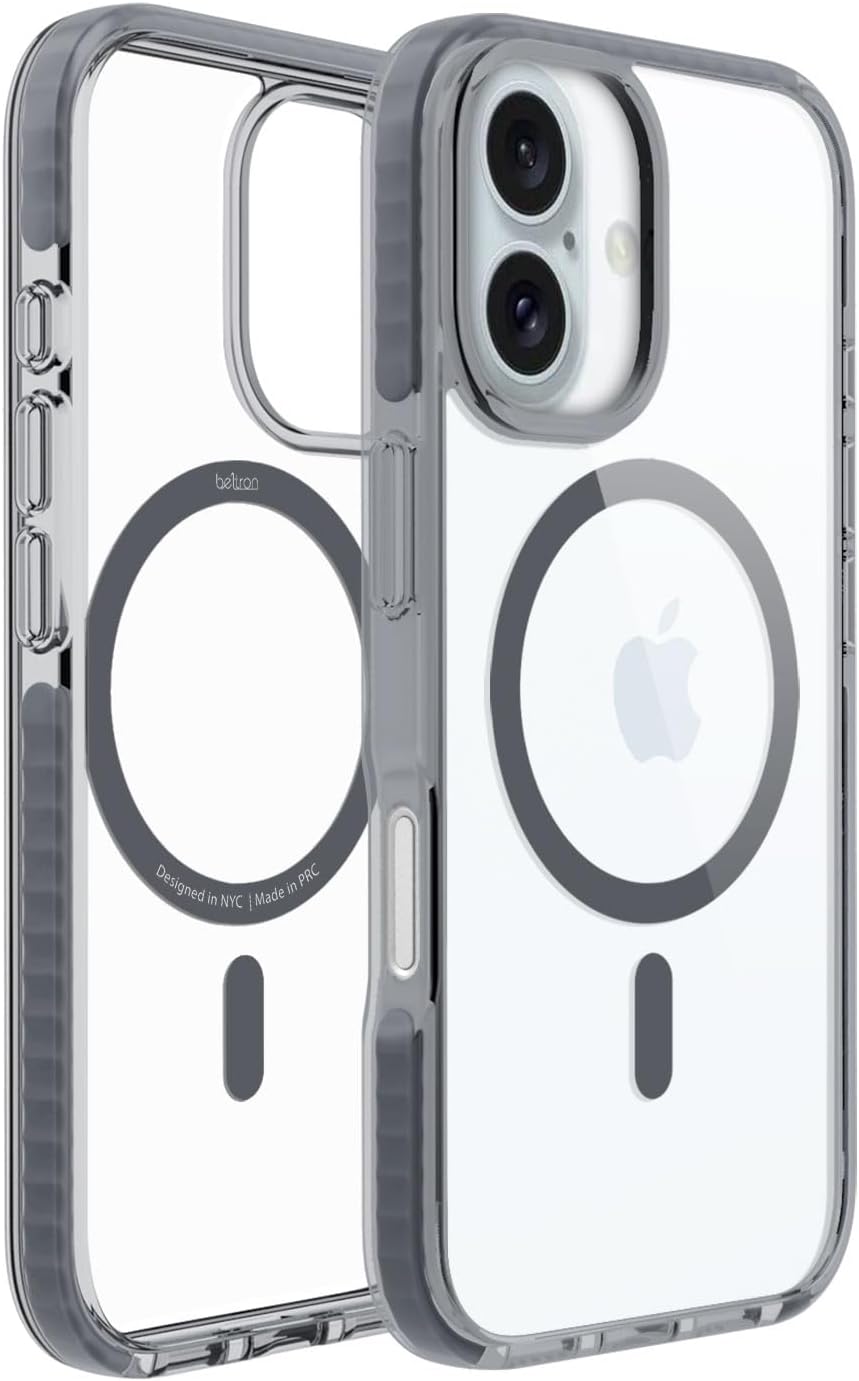 BELTRON Belt Case for iPhone 16 Plus, Slim Protective Transparent Case & Rotating Belt Clip Holster Combo (Compatible with MagSafe)